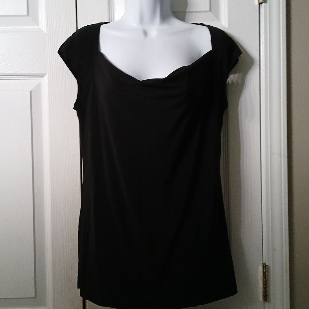 American City Wear black sleeveless blouse Sz L EUC